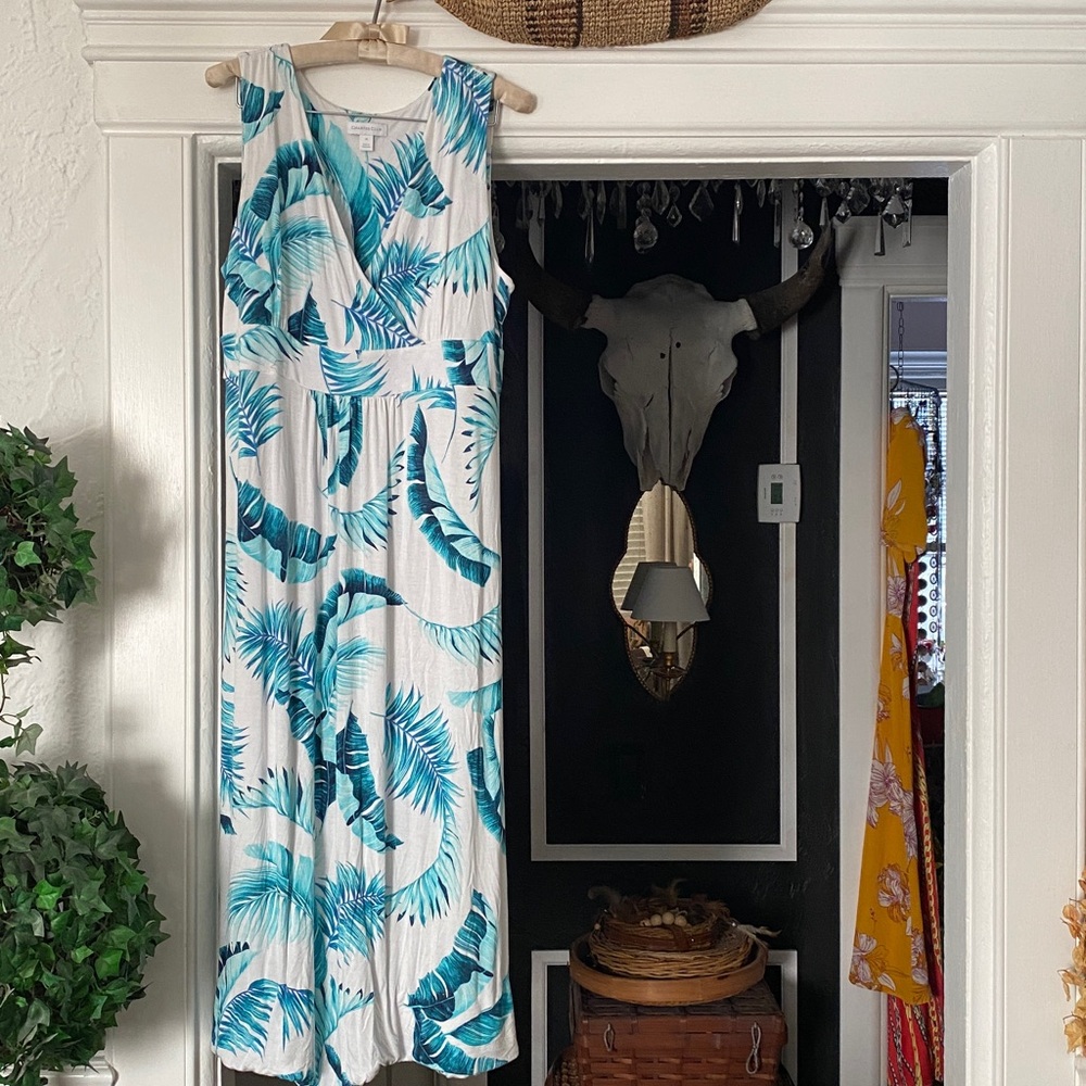 Charter Club Sleeveless Maxi dress with Tropical Palm Print - Picture 2 of 12